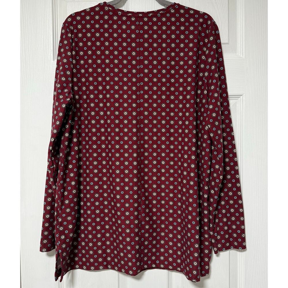 Lands' End Women's Maroon Print Long Sleeve Top Size Large - Picture 11 of 13